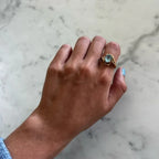 Vintage 1920s Aquamarine & Diamond Ring | Art Deco | 14K Gold | Approx. 3ct Cent
