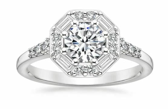 2 Carat Octagonal Engagement Ring, matching 2 ct Pendent & 2ct Earrings set