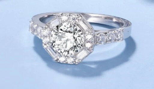 2 Carat Octagonal Engagement Ring, matching 2 ct Pendent & 2ct Earrings set